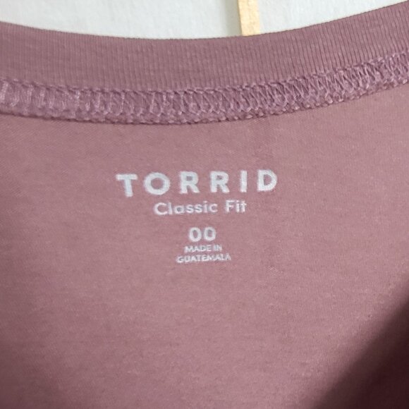 NWOT Torrid Classic Fit long-sleeve t-shirt mauve oversized Torrid size 00 or 10 - Picture 3 of 7
